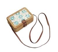 WJUHYGTF Sac à bandoulière tissé Sac en rotin, Panier en Cuir Paniers carrés Petit Sac à bandoulière en Cuir Sac à Main Sac à Main de Plage d'été Sac à bandoulière tissé,E
