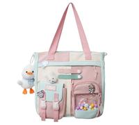 WJUHYGTF Sac À Dos Kawaii Tote Bag pour Femmes, avec Broche Kawaii Et Peluche Esthétique Japonaise Sac À Main Décontracté De Mode Sac À Bandoulière pour Adolescentes,B,S