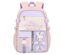 WJUHYGTF Sac À Dos pour Filles Sables Mouvants, Lapins Kawaii Bad Bunny Grande Pièce Préscolaire Réfrigérateur Porte Enfants Mignon Cartable pour Écoliers Enfants Adolescents,Rose,M