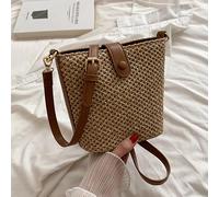 WJUHYGTF Sac De Plage en Paille, Paille PU, Petit À Bandoulière pour Femmes, Sacs Tissés La Main avec Bretelles, Panier, Tressé,A