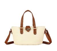 WJUHYGTF Sac De Plage en Paille, Sac en Paille Sacs en Paille pour Femmes, Petit Sac Fourre-Tout, Sac À Bandoulière, Sacs Panier Élégants, Sac À Main en Paille Tressée,C