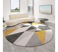 WJW-DT Tapis géométrique de Style Simple Moderne, Tapis de Grande Surface Ronds Gris Jaune pour Tapis de Sol d'entrée Moderne de Cuisine de salon-120 CM-47 Pouces