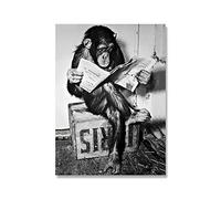 WJWGP DrôLe Singe Affaires Affiche Imprimer Abstrait Murale Lecture Journal Art Peinture Salle De Bain Toilettes Decoration Noir Blanc Toile Tableau Tableaux 40x60 Cm Pas De Cadre