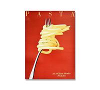 WJWGP Vintage Italien PâTes RéTro Nourriture Affiche Italie Café Restaurant Murale Art Coloré Alimentaire Peinture Foodie Cuisine Art Decoration Murale Tableaux 40x60 Cm Pas De Cadre