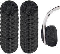 WJWINER 100 Pièces Écouteurs Couvre, Hygiénique Couvre-Oreillettes, Housses d'Écouteurs Extensibles en Tissu Non Tissé, Convient à la Plupart des Écouteurs de Taille Moyenne(Noir)