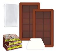 WJWINER 2 Pièces Moule Chocolat, Moule Tablette Chocolat Dubai, Moule à Chocolat en Silicone, Antiadhésifs Moule Silicone Chocolat, Avec Grattoir et Sac OPP, pour Faire du Chocolat, Gaufres