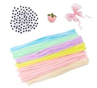 WJWINER 300 Pcs Cure-Pipe, Fil de Cure-Pipe Pliable, Fil Chenille, Chenille Loisir Creatif, pour la Décoration Créative de Bricolage Artistique et Artisanal, Couleur Macarons, Avec de Petits Yeux