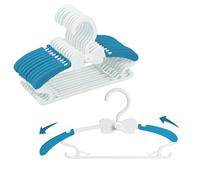 WJWSKI 28-37cm Cintres Enfants en Plastique - 20pcs Cintre Enfant Empilables, Antidérapants Baby Hangers Extensibles pour vêtements d'enfants et bébés - Peu encombrant - Bleu et Blanc