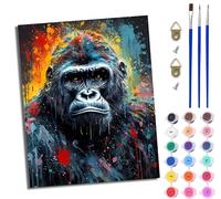 WJWWANG Peinture par Numéros pour Adulte DIY Peinture Numero Adulte Débutants Gorille à points d'encre couleur 40x50cm Numéro Kit Peinture par Décoration Murale et Cadeaux Pour La Maison