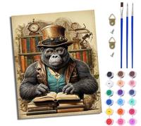 WJWWANG Peinture par Numéros pour Adulte DIY Peinture Numero Adulte Débutants Gorille de style punk 40x50cm Avec cadre Numéro Kit Peinture par Décoration Murale et Cadeaux Pour La Maison