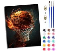WJWWANG Peinture par Numéros pour Adulte DIY Peinture Numero Adulte Débutants panier de basket flamme de basket 40x50cm Avec cadre Numéro Kit Peinture par Décoration Murale et Cadeaux Pour La Maison