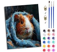WJWWANG Peinture par numéros pour adultes kit de bricolage Cochon d'Inde timide pour adultes Peinture acrylique à partir de chiffres sur toile sans cadre 16 x 20 pouces