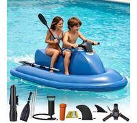 WJWWR Jet-Ski Gonflable 3-en-1 avec Moteur éLectrique, Scooter sous-Marin De 500 W, TéLéCommande à 9 Vitesses, Vitesse De 3 à 9 Km/H pour Les Loisirs Aquatiques en Piscine, Lac Ou Mer 16A