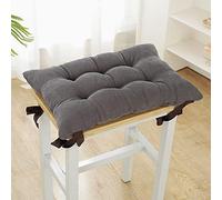 WJXBoos Lot de 2 Coussins de Chaise,Coussinets de Siège Rectangulaires,Super Doux Coussins de Tabouret Coussins Carrés avec Attaches pour Petits Tabourets École Bureau (Gris,25 * 35 * 5cm)