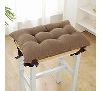 WJXBoos Lot de 2 Coussins de Chaise,Coussinets de Siège Rectangulaires,Super Doux Coussins de Tabouret Coussins Carrés avec Attaches pour Petits Tabourets École Bureau (Marron,25 * 35 * 5cm)