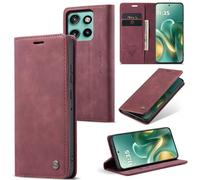 WJXEXRS Coque pour Motorola Edge 60 Neo, Etui Motorola Edge 60 Neo Cuir Pochette Protection Portefeuille, Rabat Clapet Pliable Support Porte Carte Magnétique, Housse Motorola Edge 60 Neo - Vin Rouge