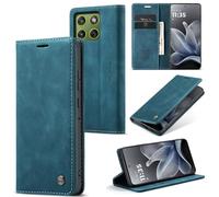 WJXEXRS Coque pour Motorola Edge 70, Etui Moto Edge 70 en Cuir Pochette Protection Portefeuille, Rabat Clapet Pliable Support Porte Carte Magnétique, Housse pour Motorola Edge 70 - Bleu Vert