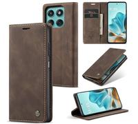 WJXEXRS Coque pour Motorola Moto Edge 60 Fusion, Etui Premium Housse en Cuir Pochette Protection Portefeuille, Rabat Clapet Case, Pliable support Porte Carte Magnétique Étui pour Edge 60 Fusion - Café