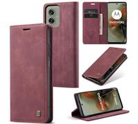 WJXEXRS Coque pour Motorola Moto G55 5G, Etui Premium Housse en Cuir Pochette Protection Portefeuille, Rabat Clapet Case, Pliable support Porte Carte Magnétique Étui pour Motorola Moto G55 - Vin Rouge