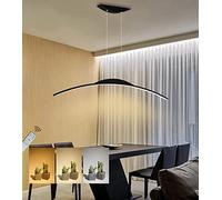 WJYCYN Moderne LED Salle à manger Semi circulaire Lampes suspendues 2800K-6500K Dimmable Lampes à Suspension Bureau Plafond Lustre Plafonniers Réglable en Hauteur Chambre à coucher (noir, L150cm/70W)