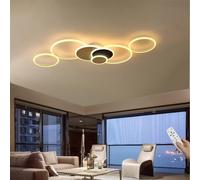 WJYCYN Plafonnier Moderne Et Minimaliste,Lampe De Salon Dimmable Avec 7 Anneaux,Avec TéLéCommande Plafonnier Doré,Adapté Aux Salons,Chambres à Coucher, éTudes (L120*L80cm) (Or noir)