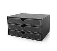 WJYLM Accessoires de Bureau et Rangement, tiroirs en Cuir Faux de Luxe Organisateur du Plateau de Lettre, Organisateur de Bureau, système de Plateau de Lettre d'ordre,Lettre de Documents,Noir