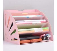 WJYLM Aktenordner Bin de tri, A4 élément tri créatif Panier bac Lettre, système d'empilage de Plateau de Support en Bois d'ordre, 6 sujets,Rose