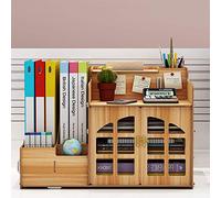 WJYLM Organisateur de Bureau, Organisateur de Bureau Design Moderne Bricolage Bois + Serviettenbox + Porte-Document Porte-Stylo pour Le Bureau, la Maison et l'école,Marron