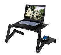 WJYLM réglable Bureau d'ordinateur portable en aluminium Table ergonomique TV Lit Lapdesk Plateau PC Table pour ordinateur portable Console de bureau avec ventilateur de refroidissement tapis de so...