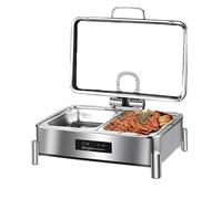 WJYTDHIQS 9L Chauffe Plats avec Contrôle De Température, Chafing Dish Electrique, en Acier Inoxydable, Marmite Chauffante Buffet pour Restaurants Banquets, 35-85℃ Température Réglable