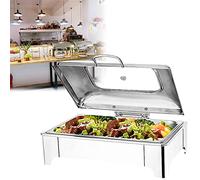 WJYTDHIQS Chauffe-Plat Buffet 9 L, en Acier Inoxydable, Chafing Dish Buffet Electrique, Marmite Chauffante Buffet pour Restaurants Banquets, 35-85℃ Température Réglable