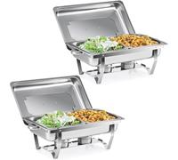 WJYTDHIQS Lot de 4 Ensemble de Buffet à réchaud, 9L Ensemble de Restauration rectangulaire en Acier Inoxydable avec bacs à Nourriture - Acier Inoxydable Qualité Professionnelle