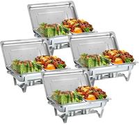 WJYTDHIQS Lot de 4 Ensemble de Buffet à réchaud, Chafing Dish Buffet 9 L, Buffet Chauffant Chauffe Plat en Acier INOX Alimentaire, pour Fêtes, Mariage, Banquets, Restaurationz