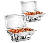 WJYTDHIQS Lot de 4 récipients Chauffants de 9 l, Chafing Dish/Buffet Chauffant/Réchaud, Chauffe-Plats en Acier Inoxydable, pour Restauration, Buffet et fêtes de Mariage
