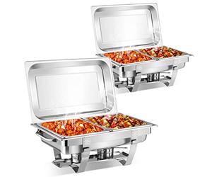WJYTDHIQS Lot de 4 récipients Chauffants de 9 l, Chafing Dish/Buffet Chauffant/Réchaud, Chauffe-Plats en Acier Inoxydable, pour Restauration, Buffet et fêtes de Mariage