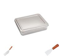 WJYWX Plaque de cuisson rectangulaire en acier inoxydable avec couvercle pour la cuisson, le service, facile à nettoyer et passe au lave-vaisselle (34,3 x 29,8 x 6,8 cm)