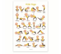 WJZJSVWTAU Poster de postures de yoga pour enfants - Tableau de yoga amusant pour enfants et guide d'activités éducatives pour la maison (encadré, 20 x 30 cm)
