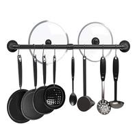 WJZWQZ Support mural de 78,7 cm, pour ustensiles industriels, tuyau en fer avec 8 crochets en S pour accrocher des poêles, des ustensiles, des ustensiles de cuisine