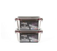 WK WARMCOOK Cuitisan - Lot de 2 boites alimentaires 980ml en inox compatible au micro-ondes