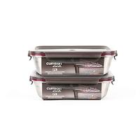 WK WARMCOOK Cuitisan - Lot de 2 boites alimentaires en inox compatible au micro-ondes - 1100ml