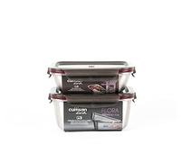 WK WARMCOOK Cuitisan - Lot de 2 boites alimentaires en inox compatible au micro-ondes - 580 et 980ml
