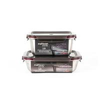 WK WARMCOOK Cuitisan - Lot de 2 boites alimentaires en inox compatible au micro-ondes - 980 et 1100ml