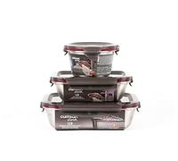 WK WARMCOOK Cuitisan - Pack de 3 boites alimentaires en inox compatible au micro-ondes - 410, 580 et 1100ml
