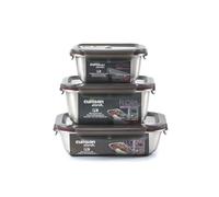 WK WARMCOOK Cuitisan - Pack de 3 boites alimentaires en inox compatible au micro-ondes - 500, 980 et 1100ml