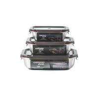 WK WARMCOOK Cuitisan - Pack de 3 boites alimentaires en inox compatible au micro-ondes - 580, 1100 et 1900ml