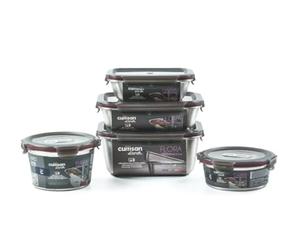 WK WARMCOOK Cuitisan - Pack de 5 boites alimentaires en inox compatible au micro-ondes - 580, 640, 920, 1100 et 1800ml