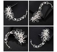 WKabnkn Bandeau tendance en forme de fleur avec perles et chaîne de cheveux douce pour mariée, demoiselle d'honneur, bandeau pour femme, petite amie, spa