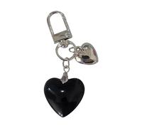 WKabnkn Bijoux faits à la main beaux anneaux en forme de cœur tendance porte-clés amour anneaux pendentif sac adapté à toutes les occasions porte-clés pour bijoux faits à la main, Noir , taille unique