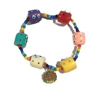WKabnkn Bracelet élastique fait à la main avec perles colorées et adorables petits monstres - Bracelet élastique à breloques - Fait à la main - Élégant bracelet extensible empilable, taille unique