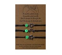 WKabnkn Bracelets tissés réglables en forme de lune, soleil, étoile et perles pour 3 meilleurs amis faits à la main